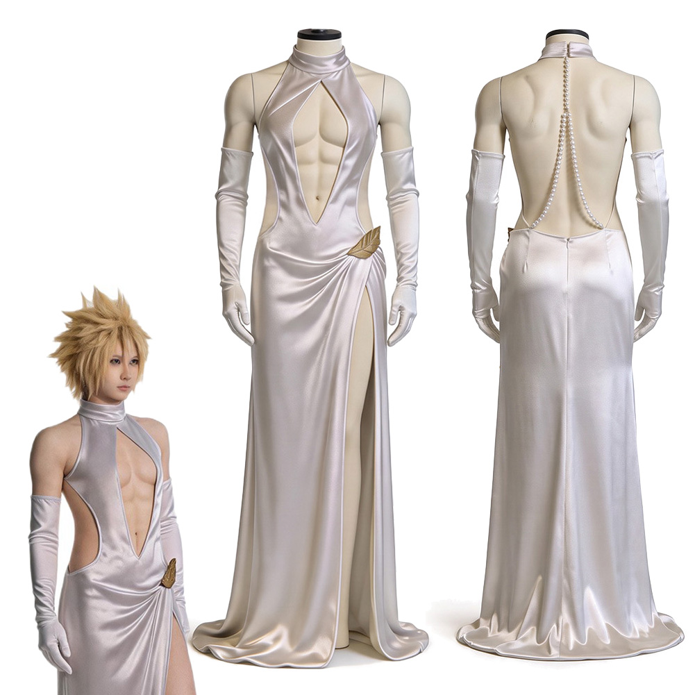 Anime Cosplay Outfits Female - FF7 Cloud Strife Cosplay Gaun Putih