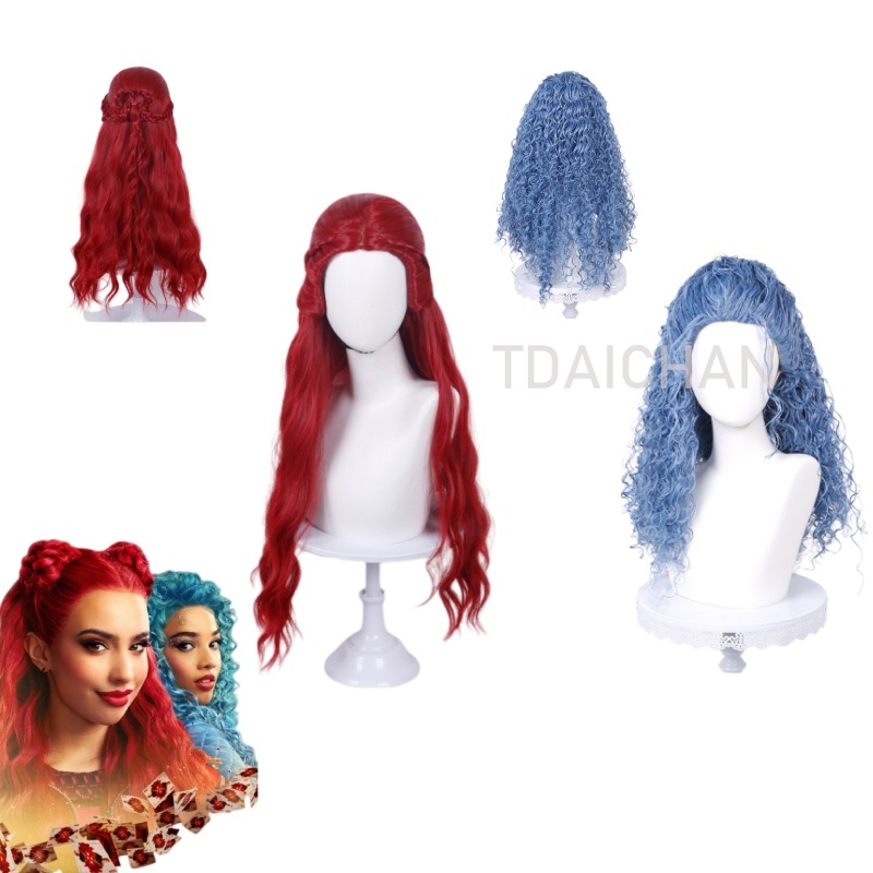 Anime Cosplay With Red Hair - Wig Cosplay Keriting Merah Gaya Rambut