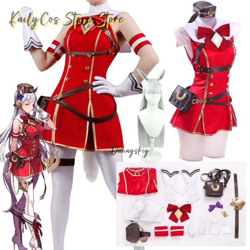 Anime Cosplay With Red Hair - Kostum Cosplay Kapal Emas Wig Topi