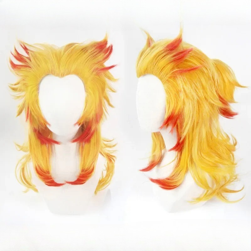 Anime Cosplay With Red Hair - Wig Rengoku Kyoujurou Kimetsu No Yaiba