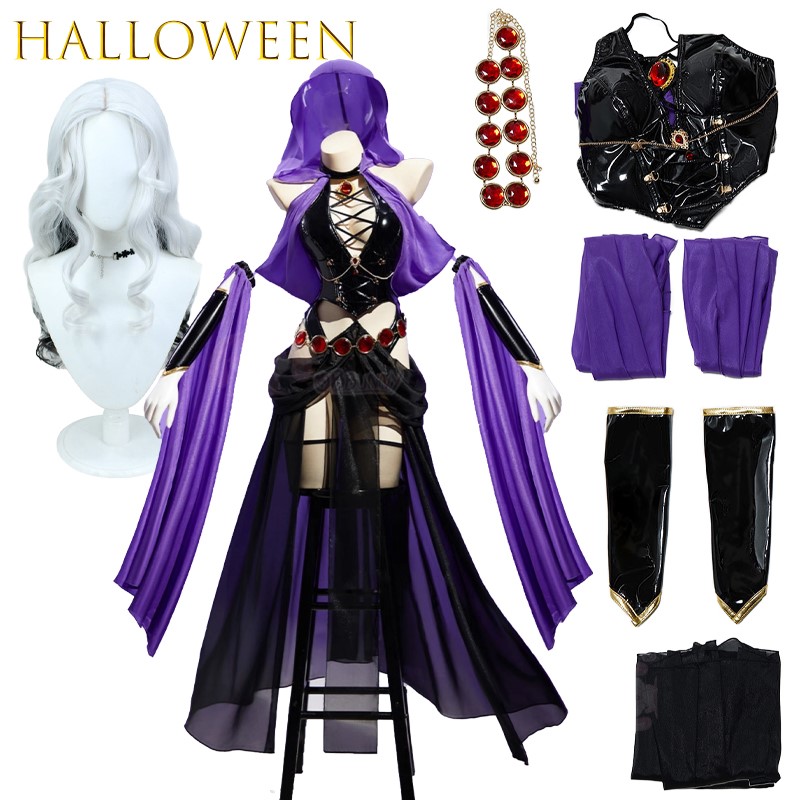 Anime Cosplay Outfits Female - Gaun Penari Ungu Pesta Penyihir Kostum