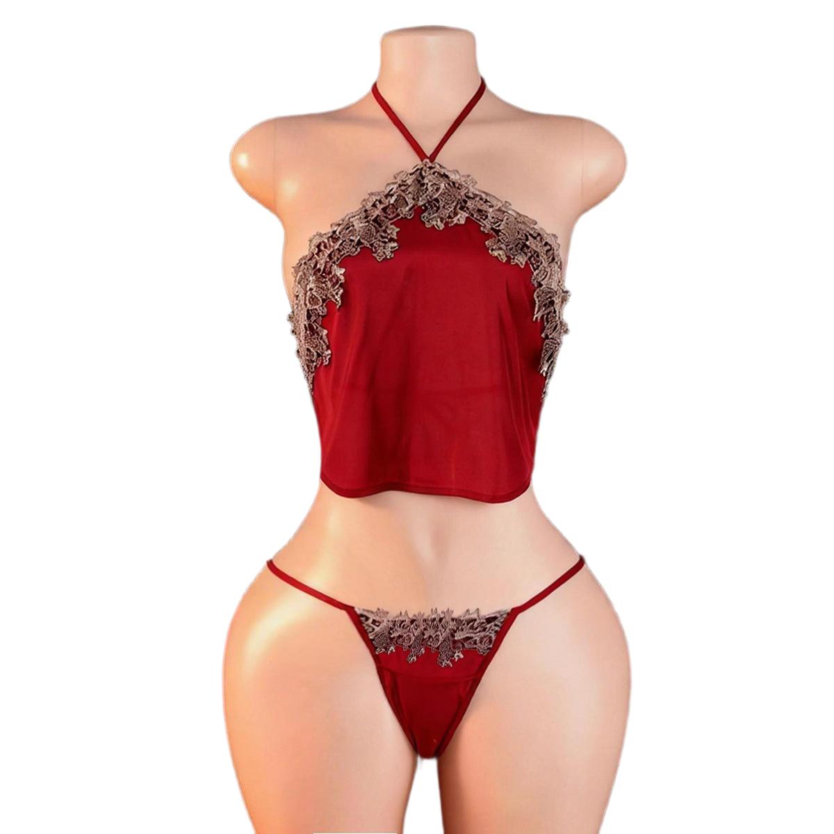 Cosplay Anime Women - Court Red Bellyband dengan Panty Sling