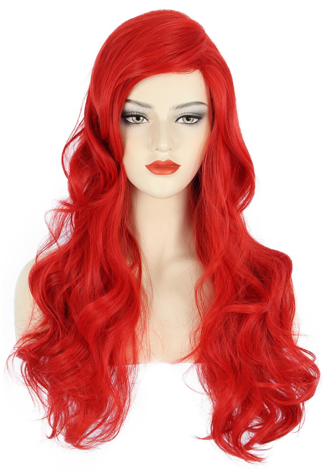 Anime Cosplay With Red Hair - Wig merah bergelombang panjang wanita, kostum