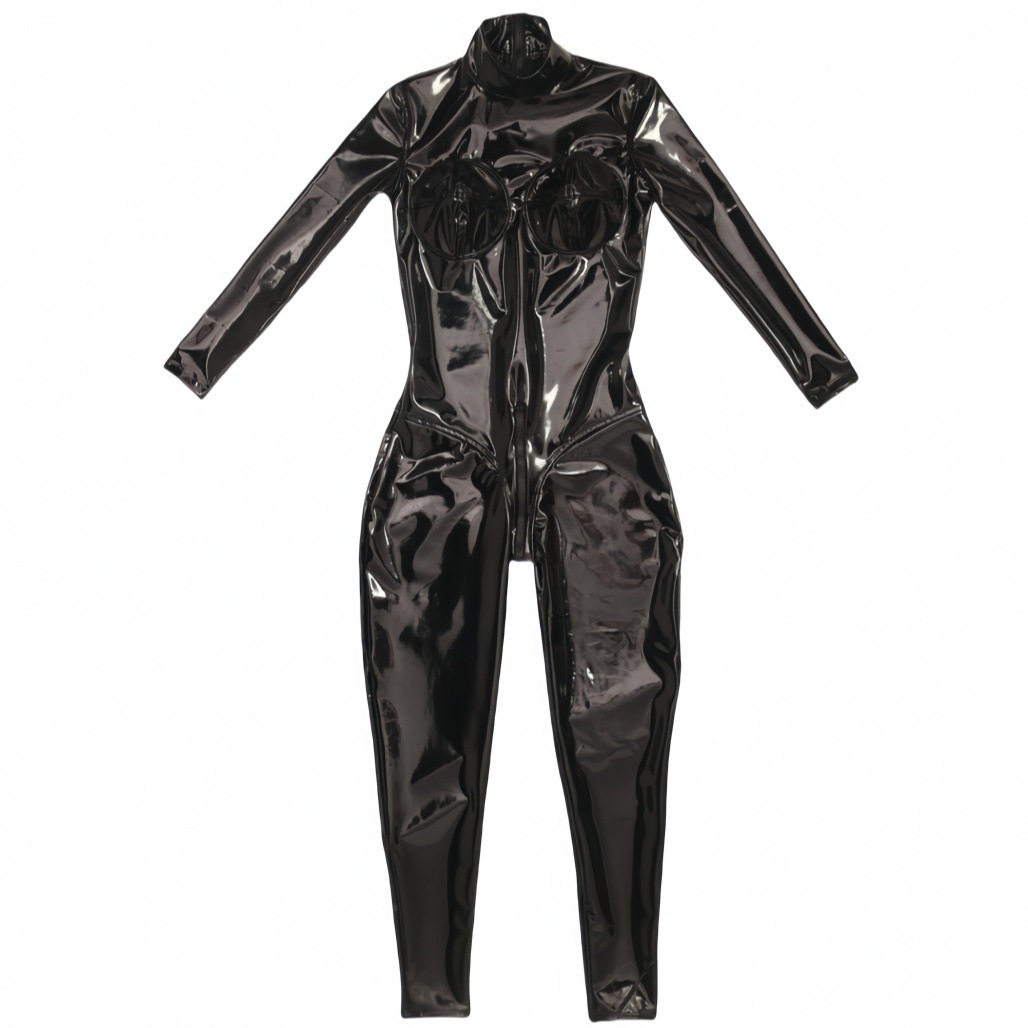 Bodystocking Kulit PU Hitam Me - Anime Cosplay Jumpsuit ulasan dan harga